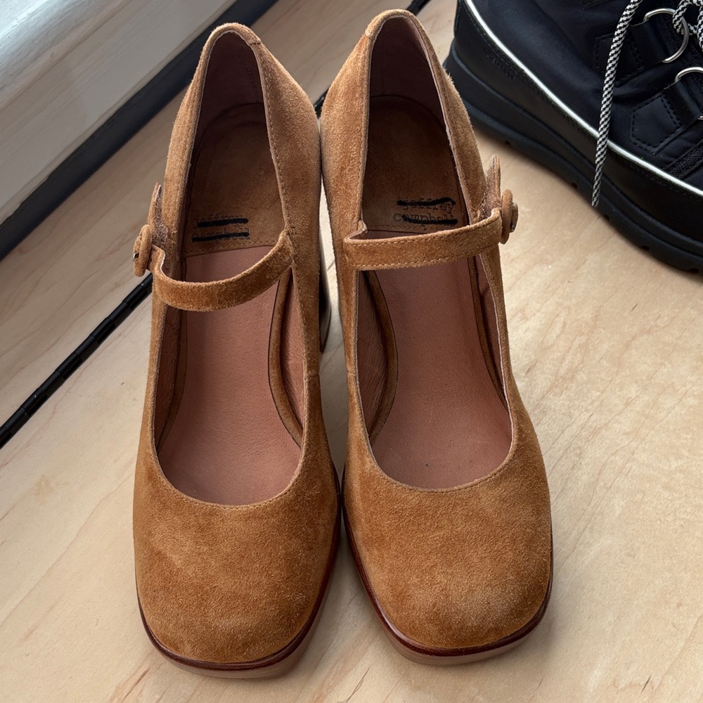 Jeffrey Campbell Tan Suede Mary Jane Heels